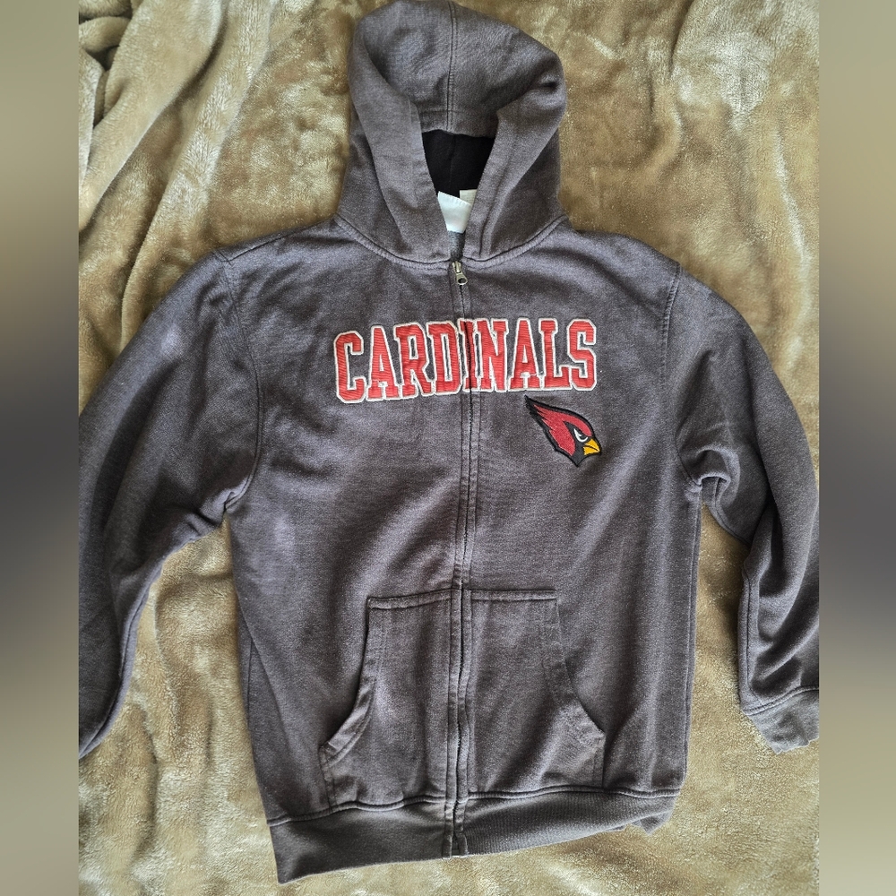 NFL Arizona Cardinals Zip Up Hoodie Charcoal Gray & Red,‎ AZ, Football XL KIDS